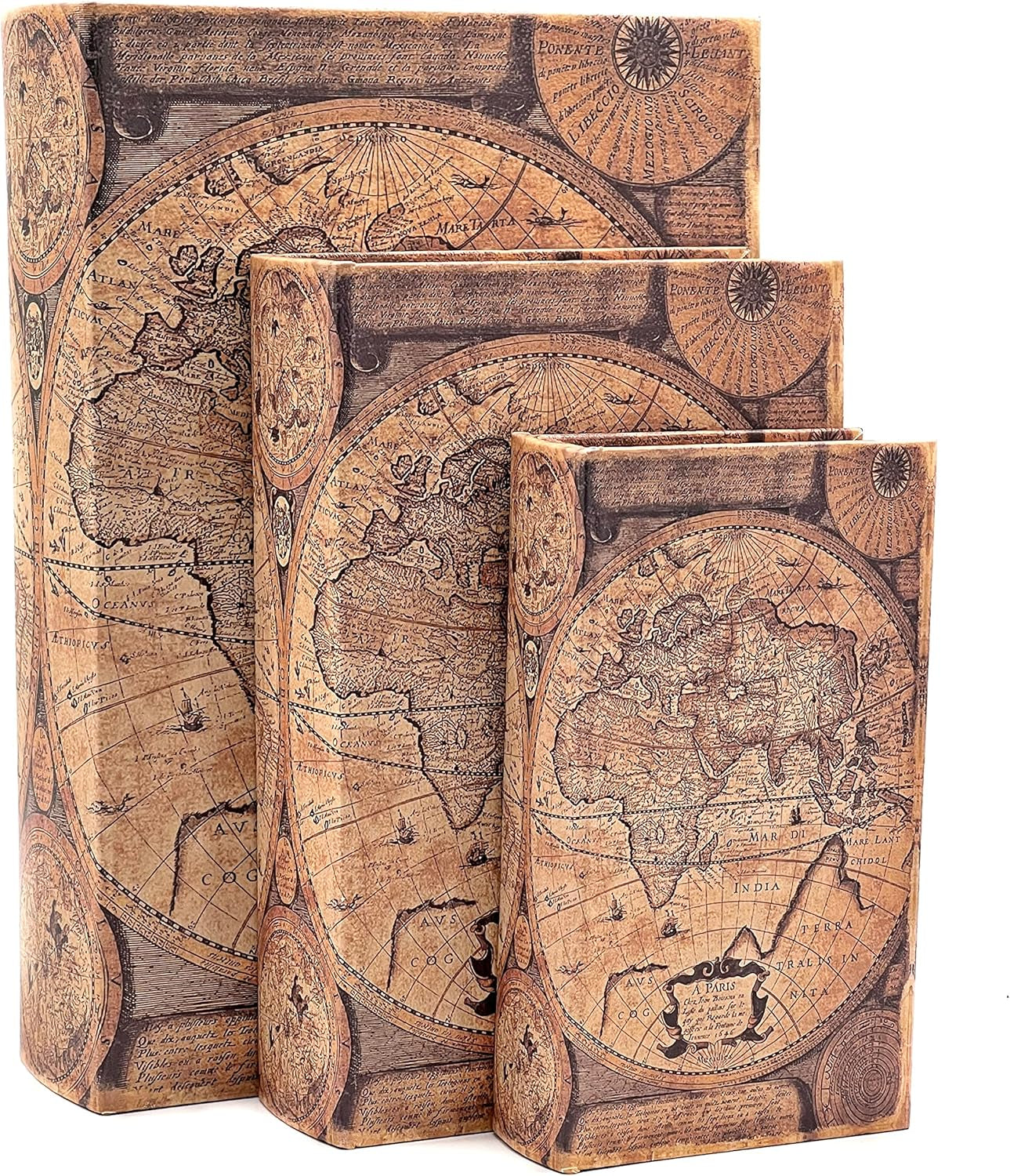 Secret Antiques Vintage Retro Invisible Storage Book Box 3-Piece Set